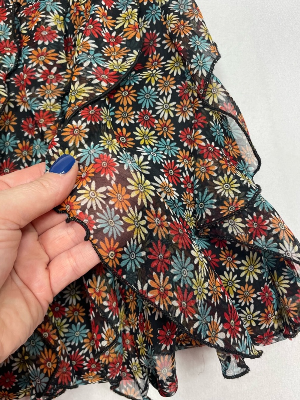 Wet Seal Floral SM Black Ditsy Ruffle Mini Skirt Feminine Y2K Mallcore Layers - Picture 8 of 12